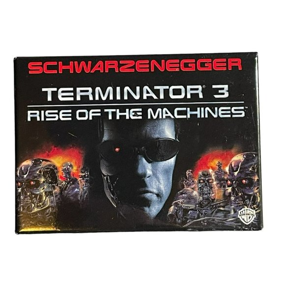Vtg Pinback Button Terminator 3 Rise of the Machines Schwarzenegger Nostalgic - Picture 1 of 2